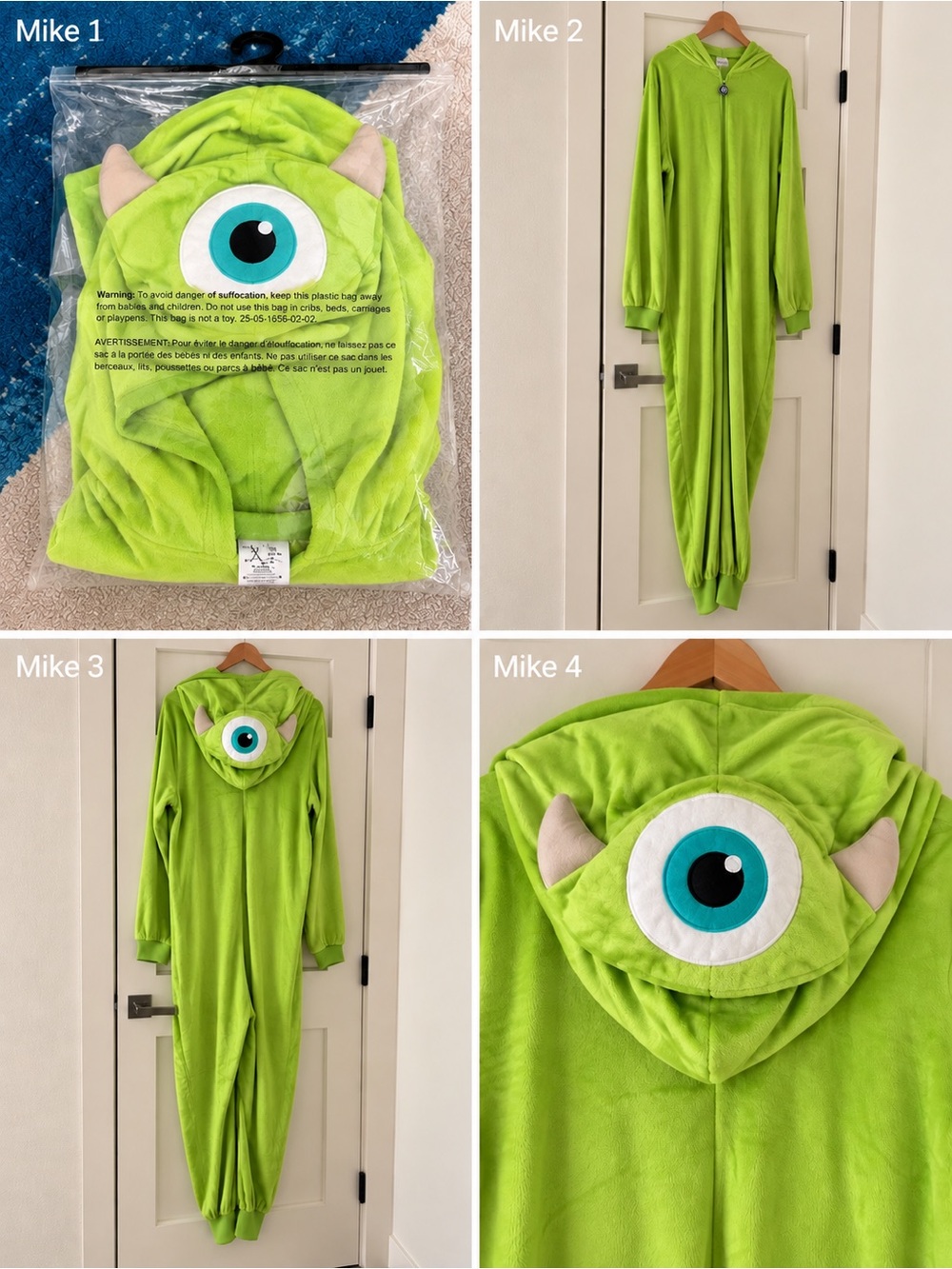 Disney Pixar Monsters, Inc. Mike Wazowski Adult Jumpsuit Costume 💚👁️